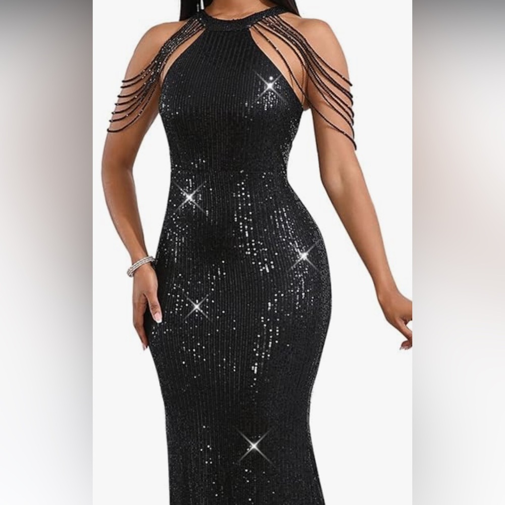 Elegant Black Sequin Dress
